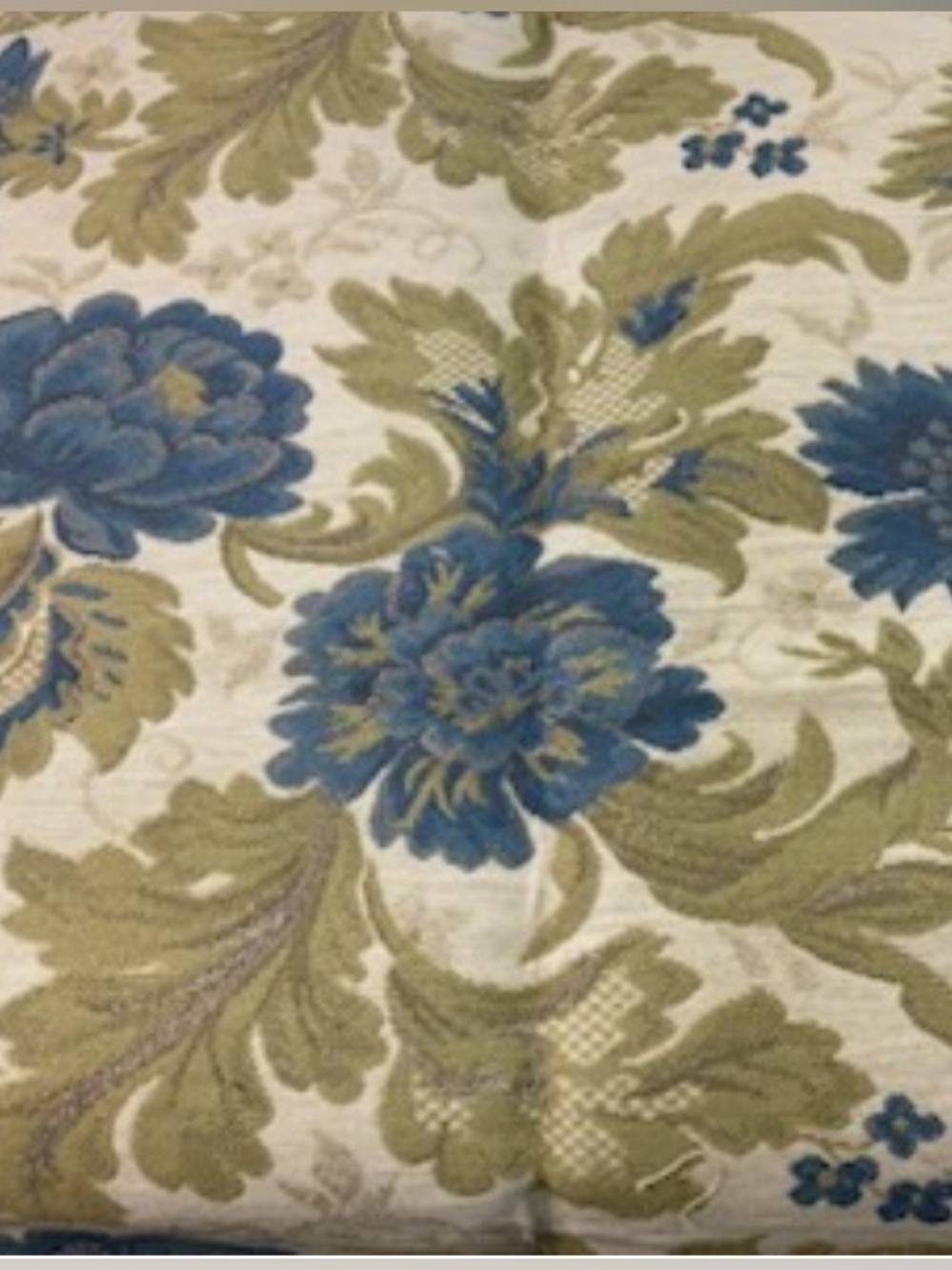 Floral On Beige Jacquard Upholstery Fabric 5/8 Yrd New
